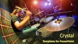  Presentation with lighting effects - Theme featuring drummer playing on drum set background and a tawny brown colored foreground