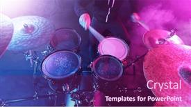  Presentation with drums - PPT layouts having drummer-playing-on-drums-assembly and a violet colored foreground
