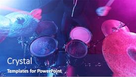  Presentation with drums - Slide deck having drummer-playing-on-drums-assembly background and a ocean colored foreground