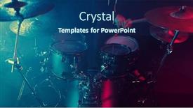  Presentation with stage - Presentation theme having drummer-plays-on-a-dark and a navy blue colored foreground