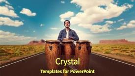  Presentation with drums - Audience pleasing theme consisting of drummer with wooden drums plays backdrop and a tawny brown colored foreground