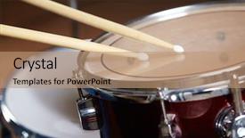  Presentation with drum - Beautiful PPT theme featuring drums conceptual image backdrop and a coral colored foreground