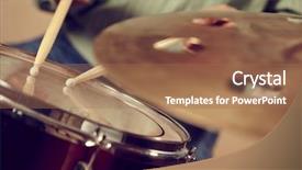  Presentation with drum - Colorful presentation design enhanced with drums conceptual image backdrop and a coral colored foreground