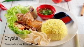  Presentation with food chicken - Audience pleasing presentation design consisting of drumstick popular traditional malaysian backdrop and a yellow colored foreground