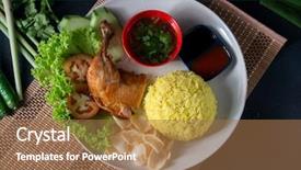  Presentation with food chicken - Beautiful presentation design featuring drumstick popular traditional malaysian backdrop and a coral colored foreground
