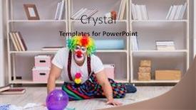  Presentation with clown - Colorful PPT theme enhanced with drunk clown celebrating having a party at home backdrop and a light gray colored foreground
