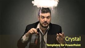  Presentation with learn english concept time - Colorful slide deck enhanced with drunk disappointed man with hard backdrop and a tawny brown colored foreground