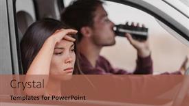  Presentation with drowsy driving - Theme having drunk-driving-couple-upset-tired background and a coral colored foreground