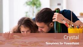  Presentation with father - Cool new slides with drunk-father-and-little-girl backdrop and a coral colored foreground