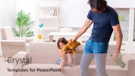  Presentation with violence child - Audience pleasing theme consisting of drunk-father-in-domestic-child backdrop and a soft green colored foreground