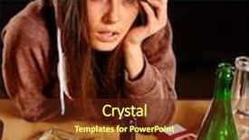  Presentation with alcoholism - Audience pleasing PPT theme consisting of drunk girl his head in his hand holding bottle of alcohol soccial issue alcoholism backdrop and a tawny brown colored foreground