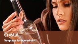  Presentation with alcoholism - Slide deck having drunk girl looking at bottle of alcohol soccial issue alcoholism background and a tawny brown colored foreground