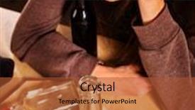  Presentation with alcoholism - Presentation theme having drunk girl sitting with bottle of alcohol soccial issue female alcoholism background and a red colored foreground