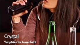  Presentation with alcoholism - Beautiful PPT theme featuring drunk girl with long hair holding bottle of alcohol soccial issue alcoholism backdrop and a tawny brown colored foreground