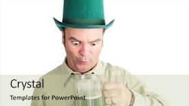  Presentation with green officebuilding man - Audience pleasing theme consisting of drunk irish-american man looks backdrop and a soft green colored foreground
