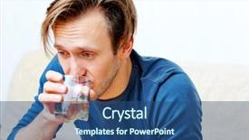  Presentation with whiskey - Presentation theme having drunk man sitting on couch and drinking whiskey background and a ocean colored foreground