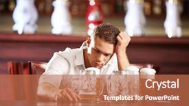  Presentation with pub - PPT theme having drunk man with a beer background and a coral colored foreground