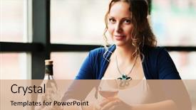  Presentation with drinking contraceptives pharmacy and healthcare - Beautiful presentation theme featuring drunk people - beautiful woman drinking cognac backdrop and a  colored foreground