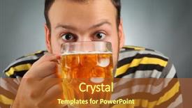  Presentation with happy young student girl holding - PPT layouts consisting of drunk people - happy young guy drinking beer background and a  colored foreground