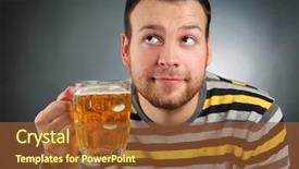  Presentation with beer and wine - Colorful PPT layouts enhanced with drunk people - happy young guy drinking beer backdrop and a tawny brown colored foreground