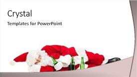  Presentation with santa - Slide set featuring drunk santa claus lying on the ground with a few beer bottles around him isolated on white background background and a white colored foreground