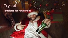  Presentation with christmas tree - Cool new PPT layouts with drunk-santa-in-underpants-under backdrop and a wine colored foreground