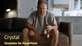  Presentation with camera - Slide deck having drunk-senior-man-looking and a wine colored foreground