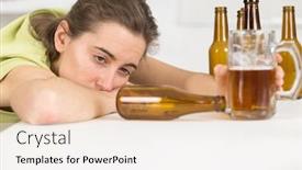  Presentation with anti drunk driving - Amazing PPT theme having drunk-woman-slumped-on-table backdrop and a sky blue colored foreground