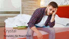  Presentation with bottle - Amazing slide deck having drunken-man-awake-in-bed backdrop and a coral colored foreground