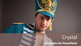  Presentation with russian - Presentation theme consisting of drunken-russian-hussar-on-gray background and a violet colored foreground