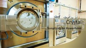  Presentation with laundry - Amazing slide deck having dry - cleaning services industrial laundry washing backdrop and a mint green colored foreground