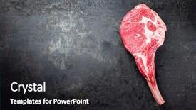  Presentation with copy space - Cool new slide set with dry aged angus tomahawk steak backdrop and a dark gray colored foreground