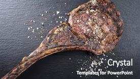  Presentation with dry - Presentation theme enhanced with dry aged barbecue tomahawk steak background and a dark gray colored foreground