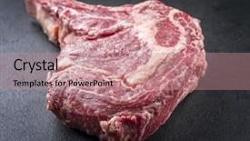  Presentation with dry - Slide set featuring dry aged kobe tomahawk steak background and a coral colored foreground