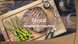  Presentation with wagyu - Audience pleasing theme consisting of dry aged wagyu porterhouse steak backdrop and a coral colored foreground