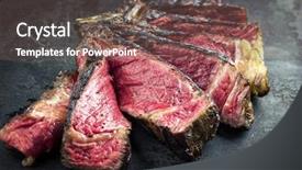  Presentation with sheet metal - Presentation featuring dry aged wagyu tomahawk steak background and a violet colored foreground