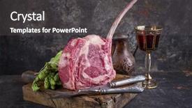  Presentation with wagyu - Slide deck having dry aged wagyu tomahawk steak background and a  colored foreground