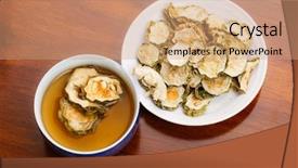  Presentation with bitter melon - Colorful PPT theme enhanced with dry bitter melon tea backdrop and a coral colored foreground