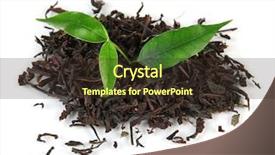  Presentation with black tea - PPT theme consisting of dry black tea with green background and a wine colored foreground