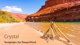  Presentation with boat tourism - Audience pleasing PPT layouts consisting of dry-branch-construction backdrop and a coral colored foreground