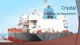  Presentation with cargo ship - PPT theme having dry-cargo ship at sea background and a  colored foreground