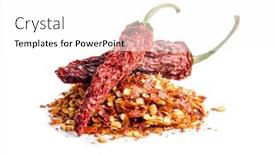  Presentation with chili - Presentation theme enhanced with dry-chili-pepper-flakes-crushed background and a white colored foreground