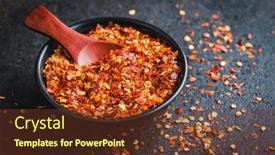  Presentation with chili - Presentation featuring dry-chili-pepper-flakes-crushed background and a tawny brown colored foreground