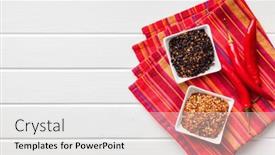  Presentation with chili - PPT theme with dry-chili-pepper-flakes-crushed background and a white colored foreground