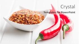  Presentation with chili - Presentation consisting of dry-chili-pepper-flakes-crushed background and a white colored foreground