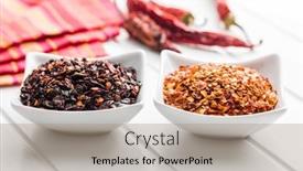  Presentation with chili - Slide set with dry-chili-pepper-flakes-crushed background and a  colored foreground