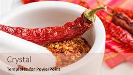  Presentation with mortar - Theme having dry-chili-pepper-flakes-crushed background and a  colored foreground