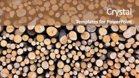  Presentation with wood log - Presentation consisting of dry chopped firewood logs background and a coral colored foreground