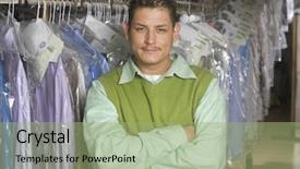  Presentation with rail - Cool new PPT theme with dry clean - portrait of happy young man backdrop and a mint green colored foreground