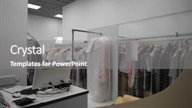  Presentation with workshop - Theme with dry cleaner's workshop interior background and a gray colored foreground